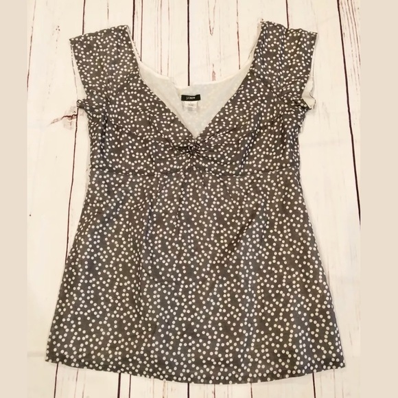 J. Crew Tops - J Crew Top Size 2 Polka Dot Gray & White #208